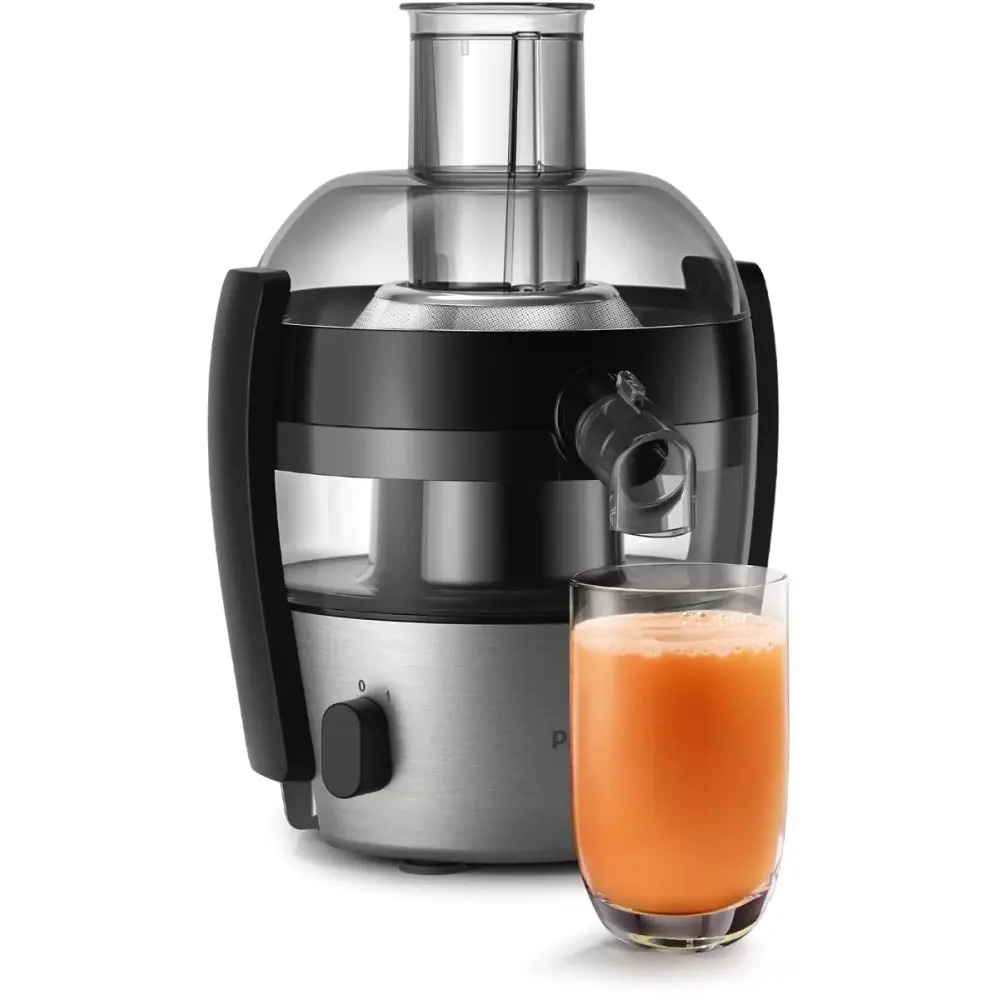 Сокоизстисквачка за плодове PHILIPS Viva Compact HR1836/00, 500 W, Съд за сок 0.5 л, Съд за пулпа 1 л, Черна/Инокс