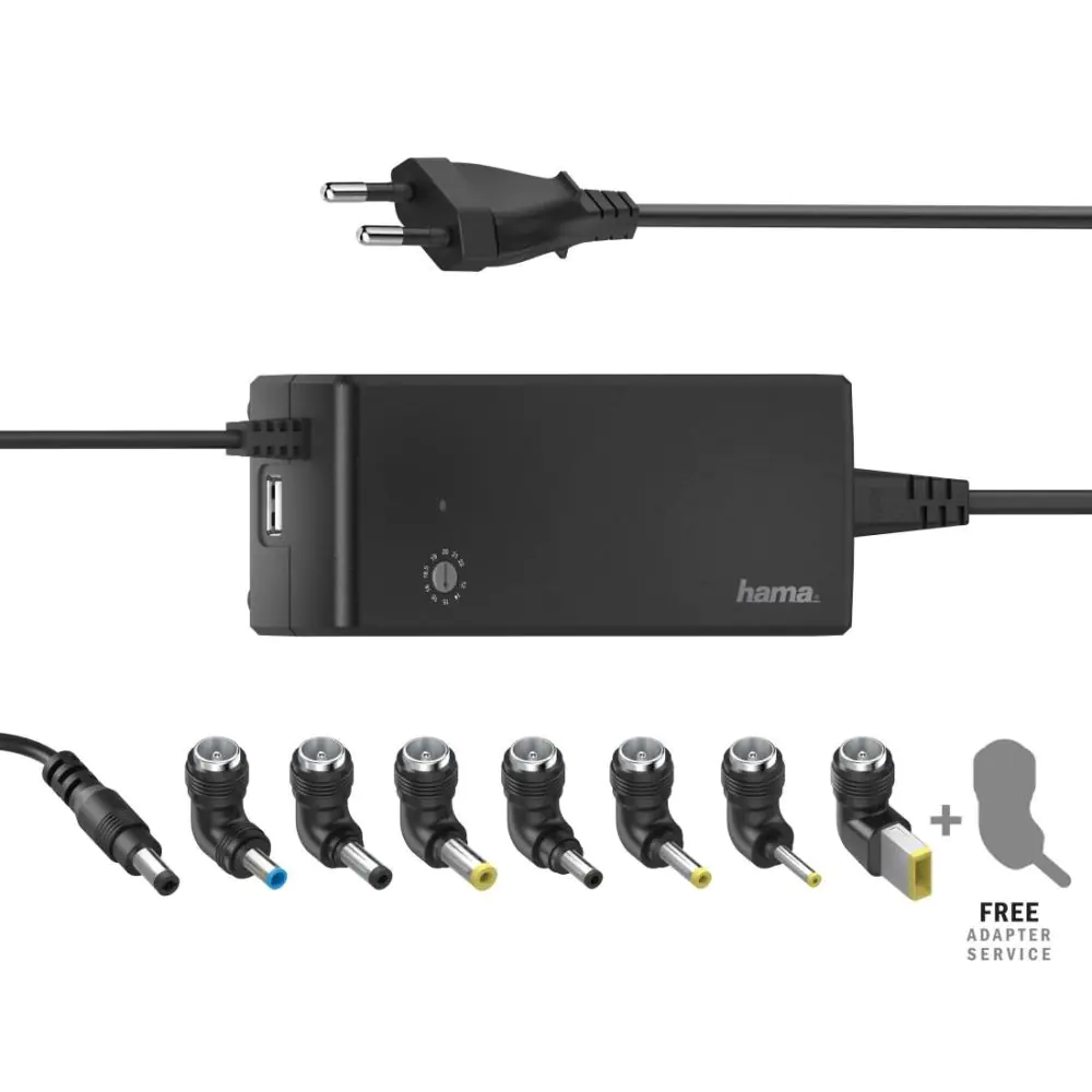 Универсално мрежово зарядно за лаптоп HAMA, изх. 12-22V, 90W, 200004, (35933844)