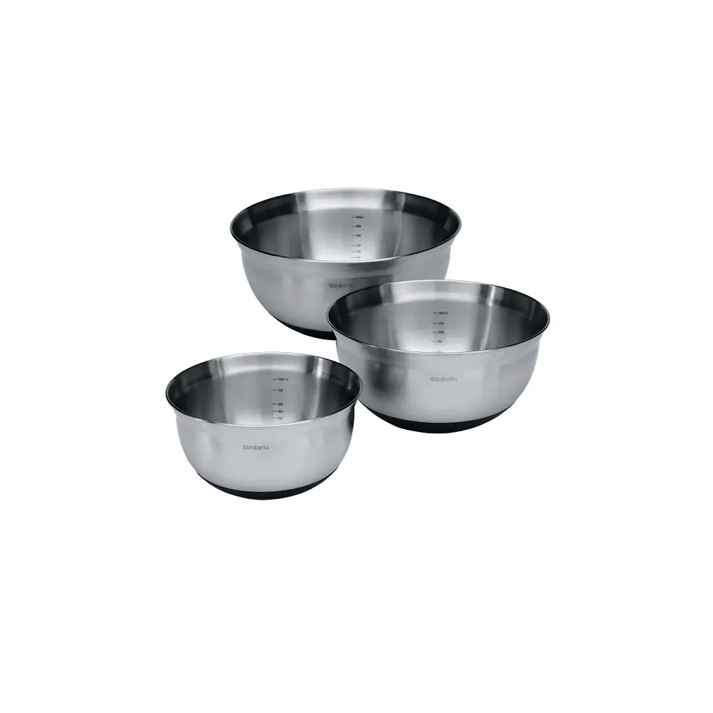 Купи за бъркане комплект Brabantia 1L+1.6L+3L, Matt Steel/Black, 3 броя, (35940981)