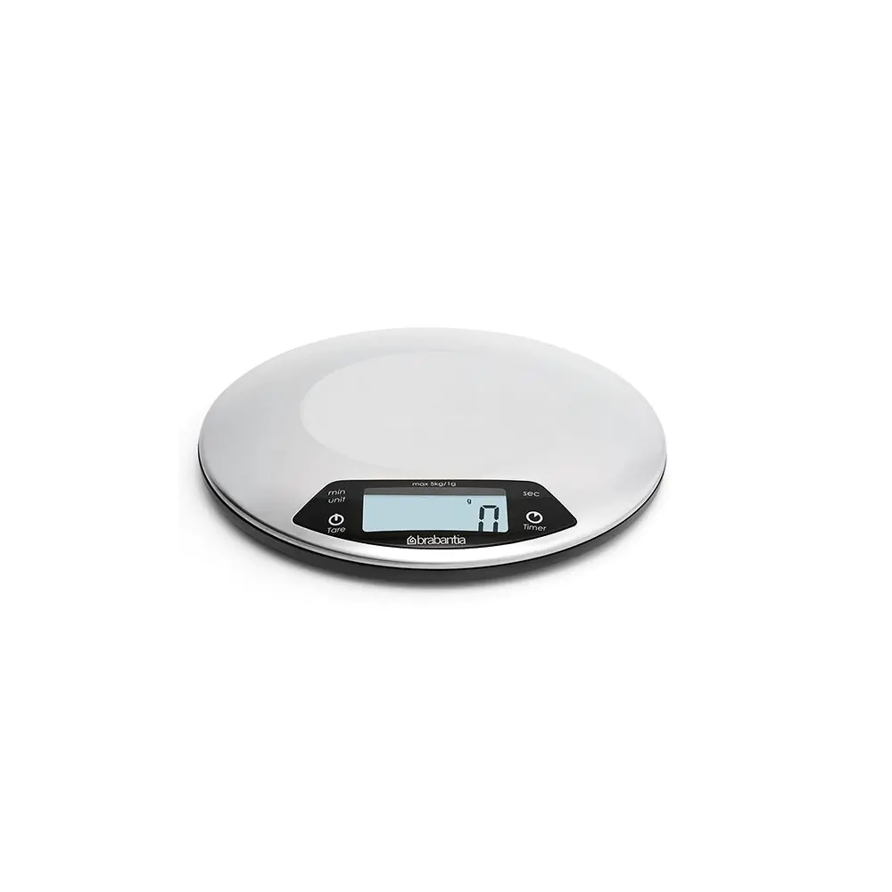 Везна кухненска Brabantia Matt Steel, дигитална, с таймер, кръгла, (35944811)