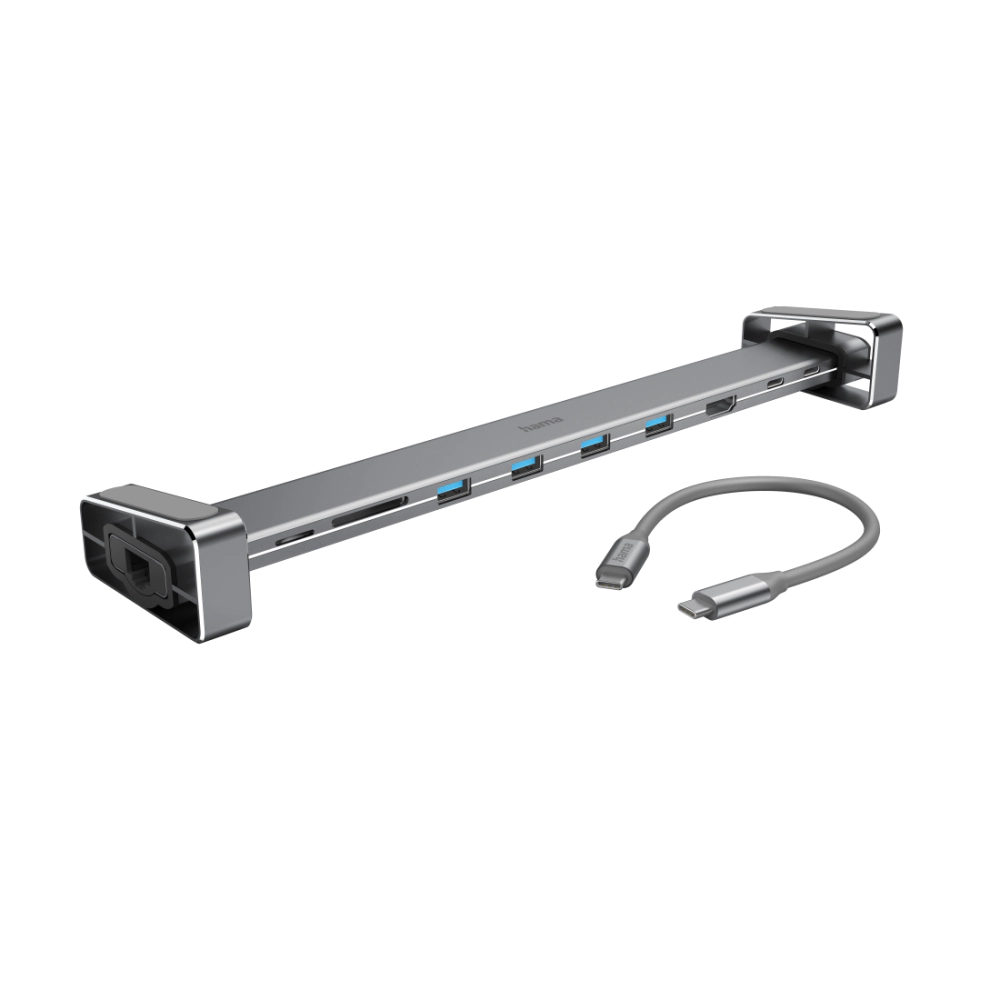 Докинг станция 9 в 1 HAMA, 4 x USB-A, USB-C, HDMI, LAN, SD, microSD, Сива, (35934596)