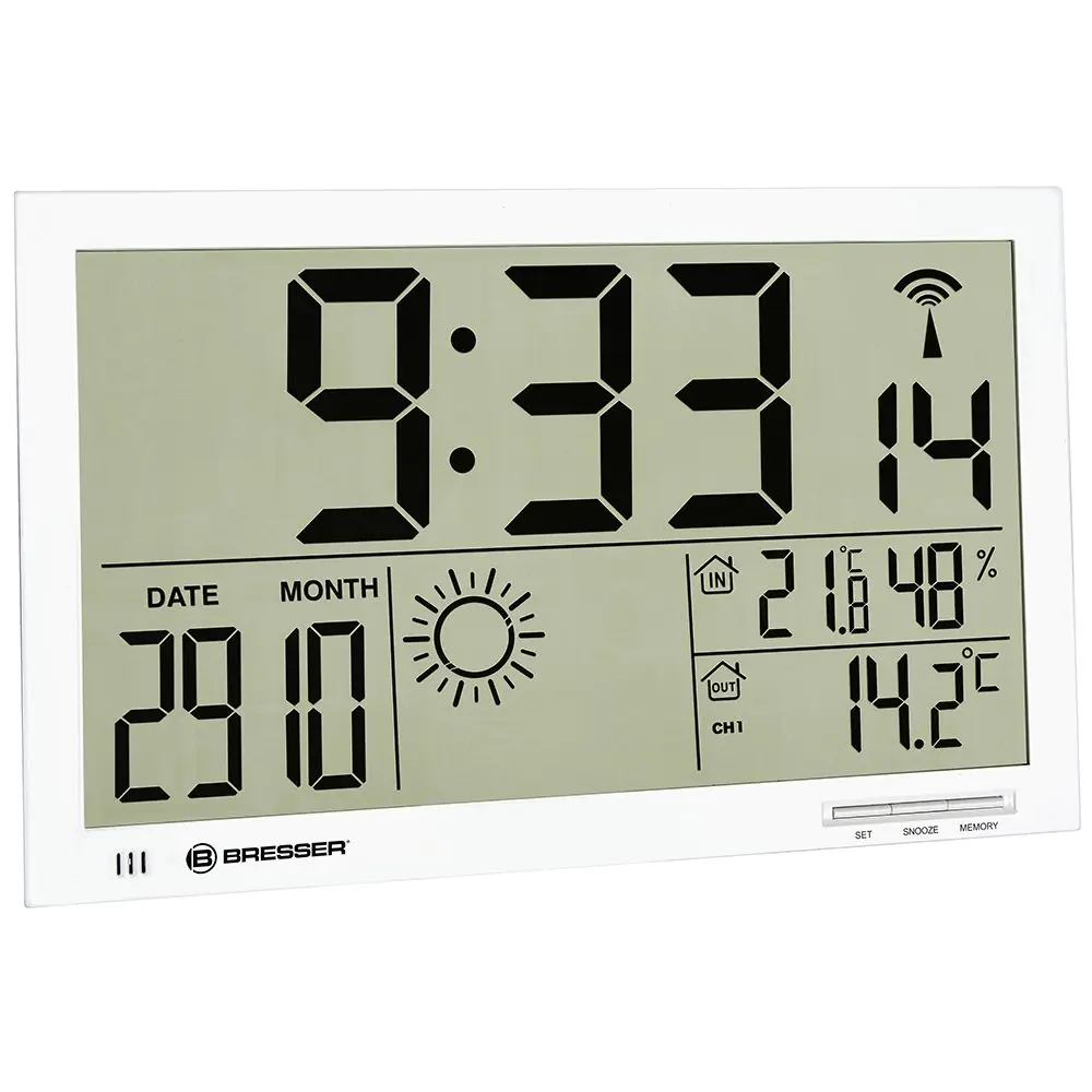 Стенен часовник Bresser MyTime Jumbo LCD, бял