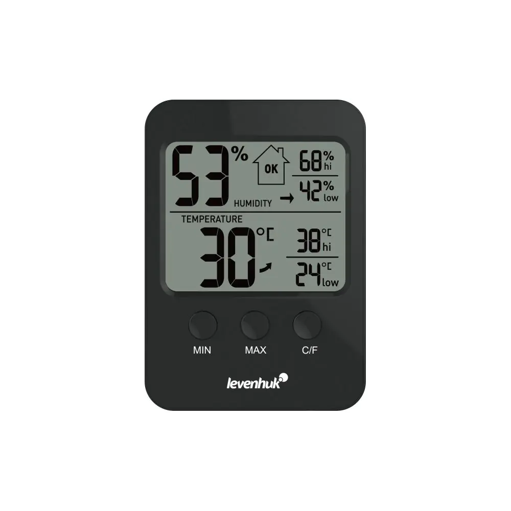 Термохигрометър Levenhuk Wezzer BASE L30, черен, (78885)