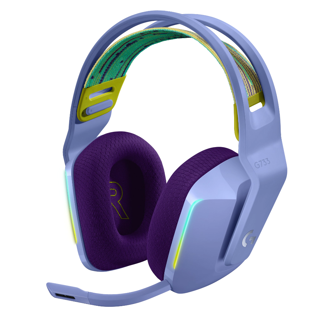 Геймърски слушалки Logitech G733 Lilac Lightspeed Wireless RGB, Микрофон, Лилави, (35934044)