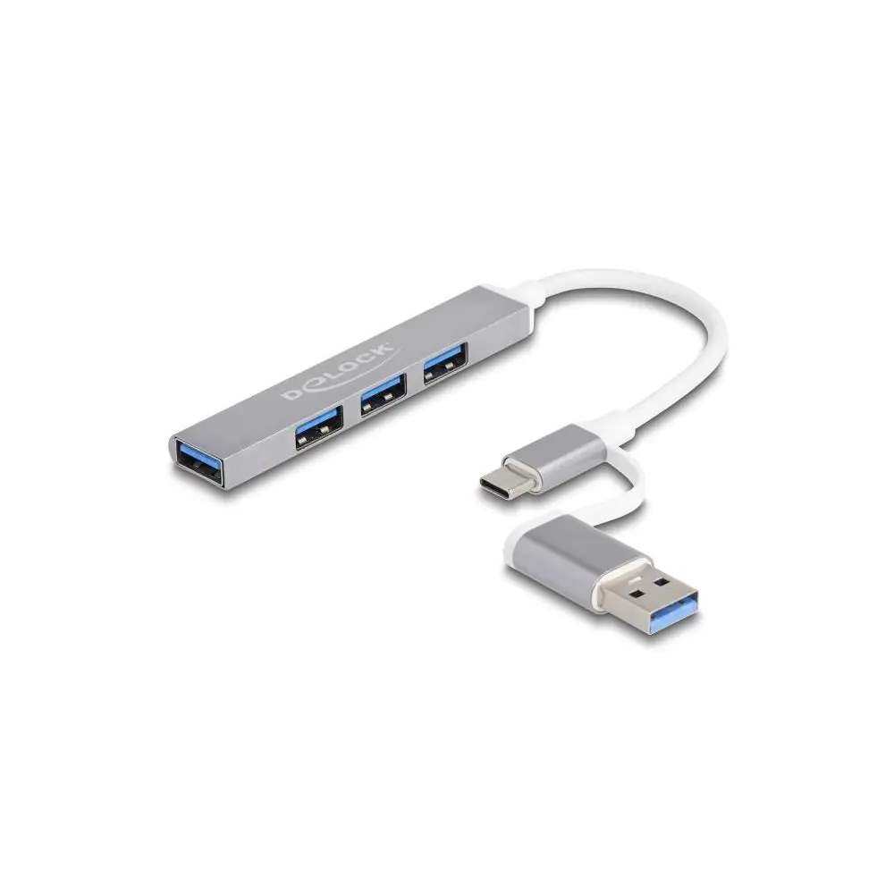 USB хъб Delock, USB-C / USB-A - 3 x USB-A 2.0 + 1 x USB-A 5 Gbps, (35936800)