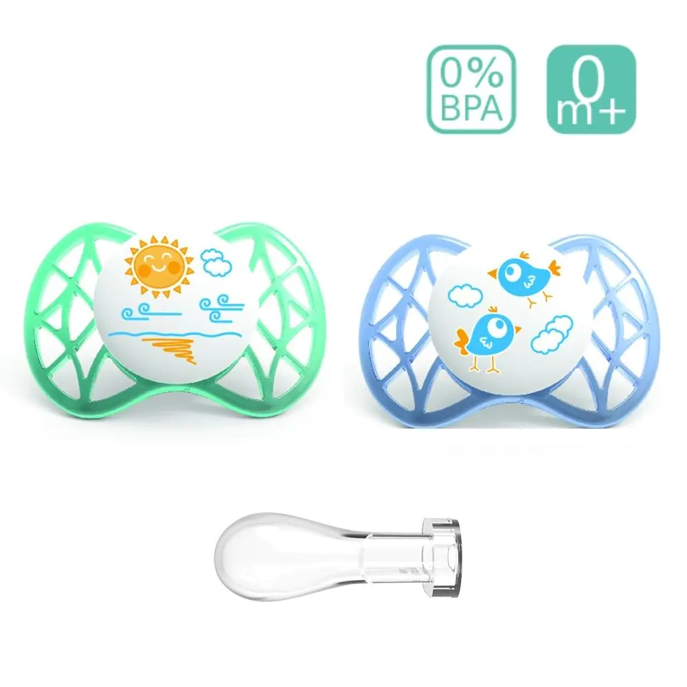Анатомични биберони Nuvita 7061 AIR55 SYM, 2 броя, 0+, Сини, (15536)