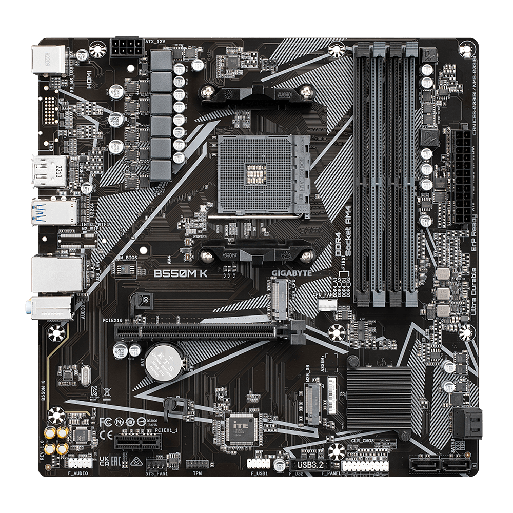 Дънна платка GIGABYTE B550M K 4 x DDR4, (35936343)