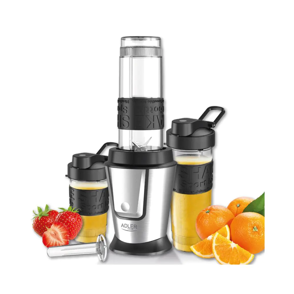 Блендер Adler AD 4081, 800W, 2 купи/бутилки 400/570 ml, 20000 об/мин, 4 остриета от неръждаема стомана, Разбиване на лед, Без BPA, Инокс, (35922592)