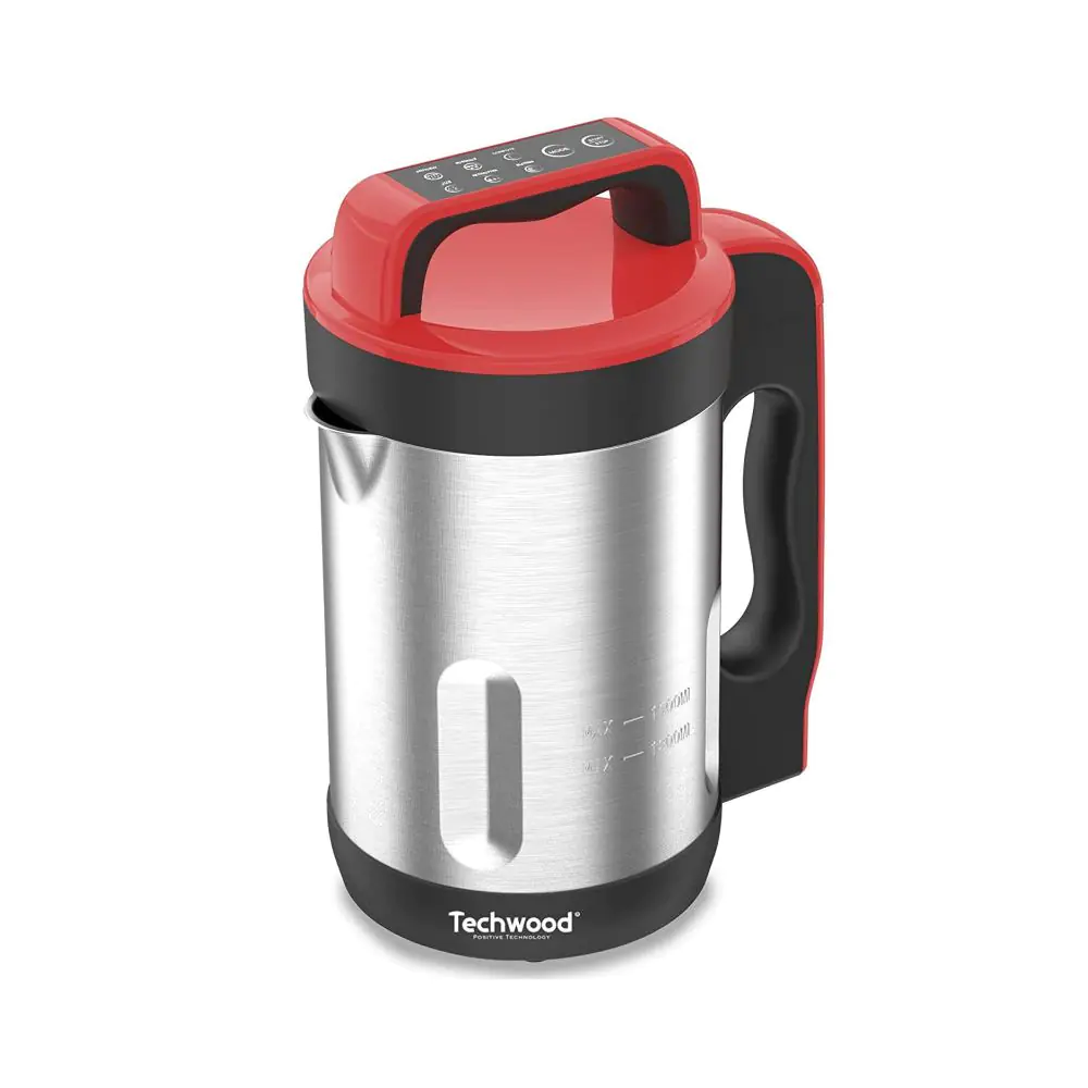 Блендер за супа Techwood TSM-1655, 1000W, 6 програми, 1.6 L, Инокс/червен, (999TSM1655)