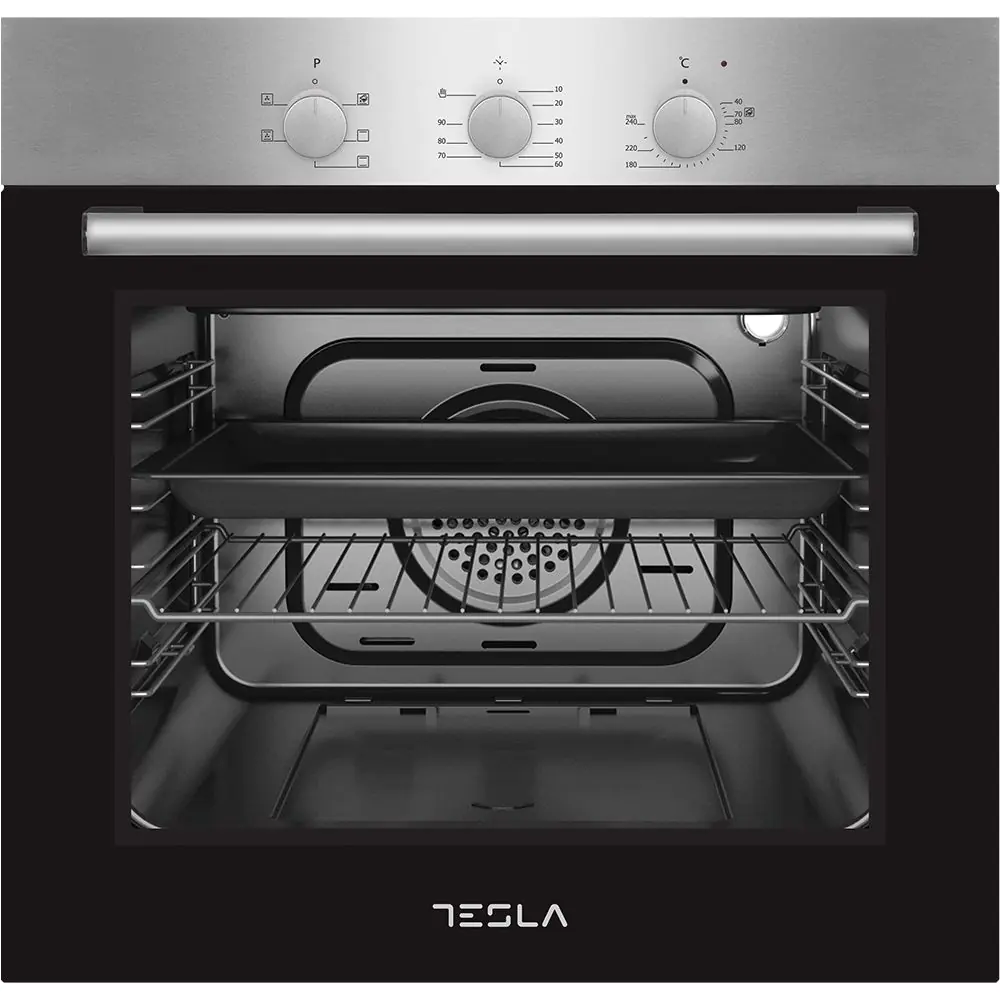 Фурна за вграждане Tesla BO600SX, 2300W, 60 литра, 5 програми, Вентилатор, Клас А, Инокс/Черен, (12686)