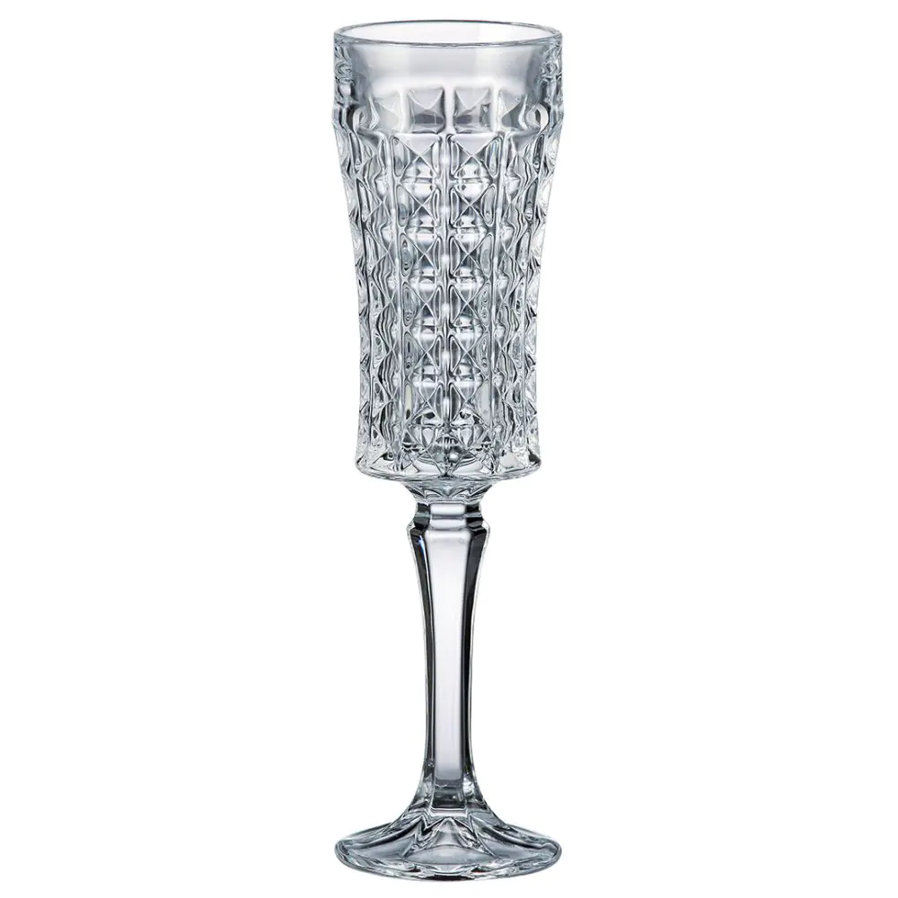 Комплект чаши за шампанско Bohemia Diamond Flute, 6 бр, 120 мл, Кристалит