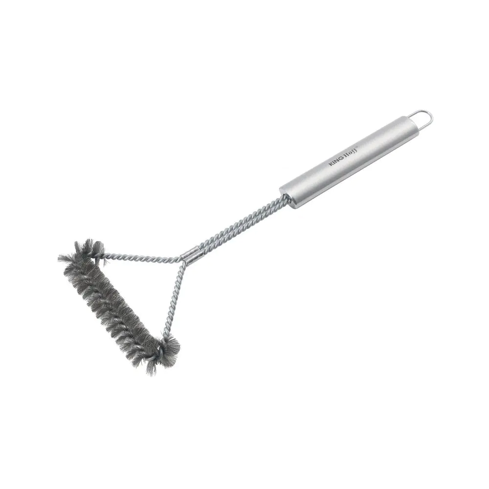 Четка за почистване на барбекю Kinghoff KH 1915, 41.5 см, Ергономична дръжка, Стоманени влакна, Инокс, (35932233)
