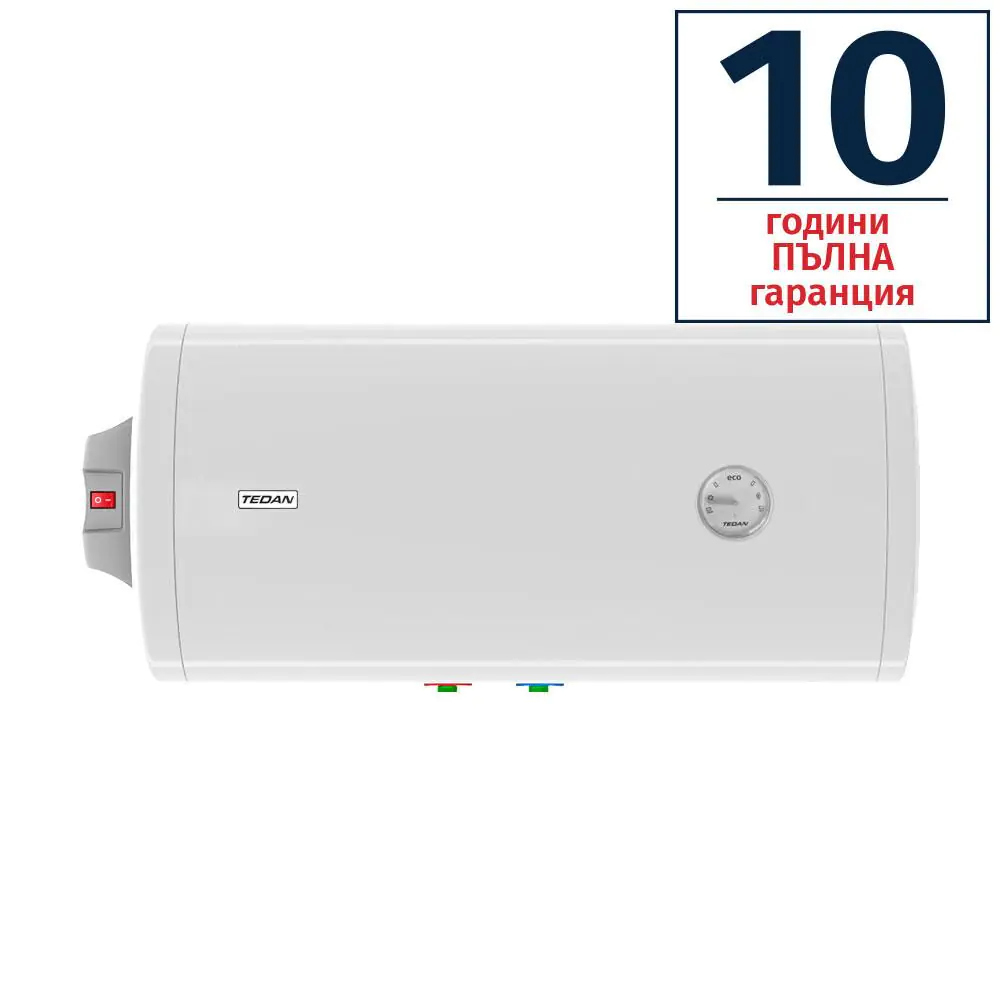 Електрически бойлер TEDAN Classic INOX 80 литра, хоризонтален, неръждаем, ел. изводи отляво, тръби отдолу, 3 kW, (21047)