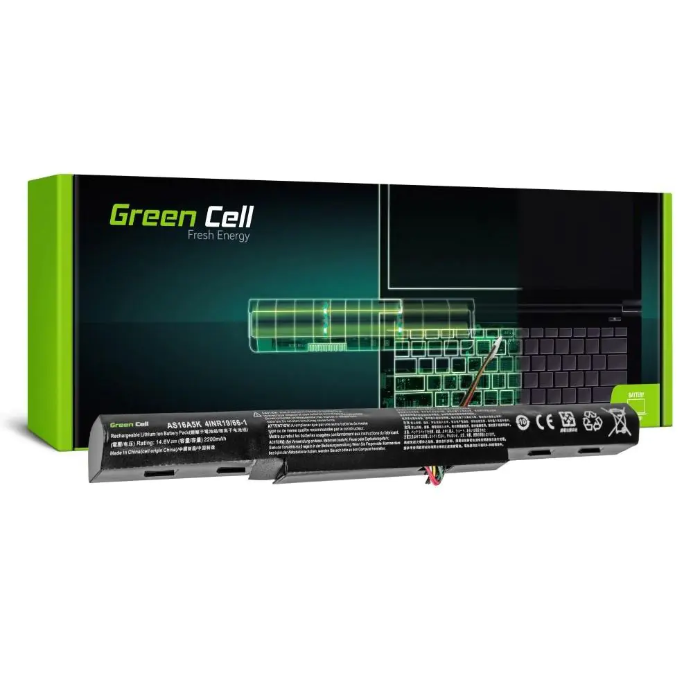 Батерия  за лаптоп GREEN CELL, Acer Aspire E 15 E15 E5-575 E5-575G E 17 E17 E5-774 E5-774G AS16A5K, 14.8V, 2200mAh, (35933514)