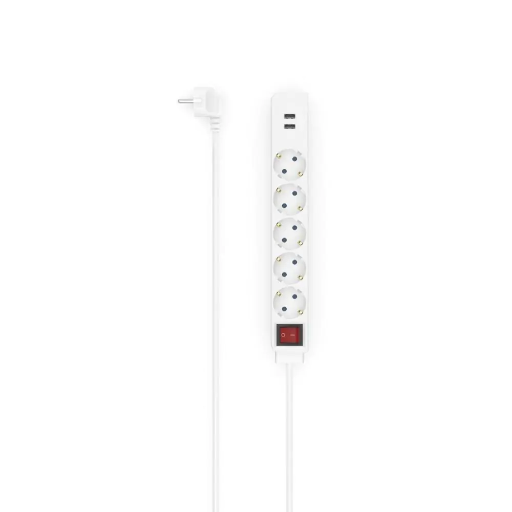 Разклонител HAMA USB 3.4A, 5 гнезда, 2x USB, 3400mA, 223183, (35937271)