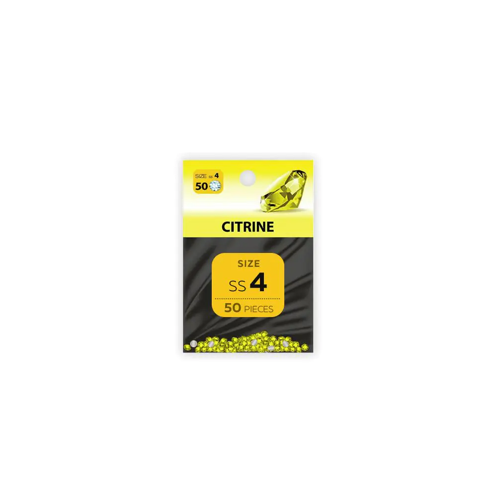 Декоративни камъчета за маникюр CITRINE, 1.6 мм SS4, пакет 50 бр, (35923245)