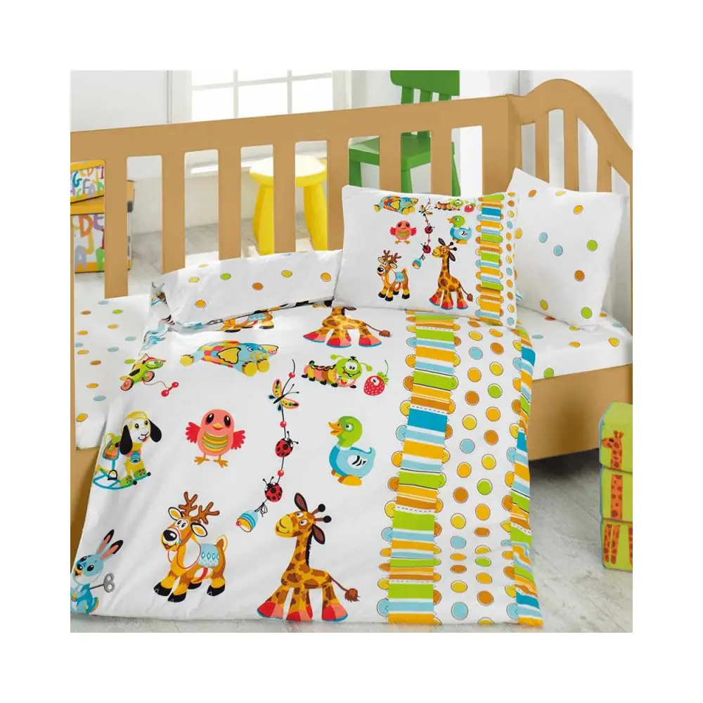 Детски спален комплект Cotton Box 129CTN2048, Памук, Ranforce, 4 части, Плик 100х150см, Чаршаф 100х150см, 2 Калъфки, Многоцветен, (129CTN2048)