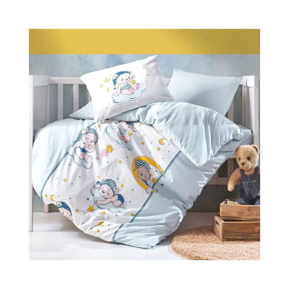 Детски спален комплект Cotton Box 129CTN3042, 3 части, Памук Ranforce, Плик 100х150, Чаршаф 120х150, Син, (11446)