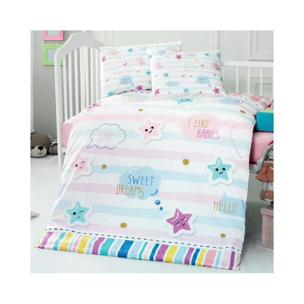 Детски спален комплект Cotton Box 170PTK2017, 4 части, Памук Ranforce, Плик 100х150, Чаршаф 100х150, Многоцветен, (11442)
