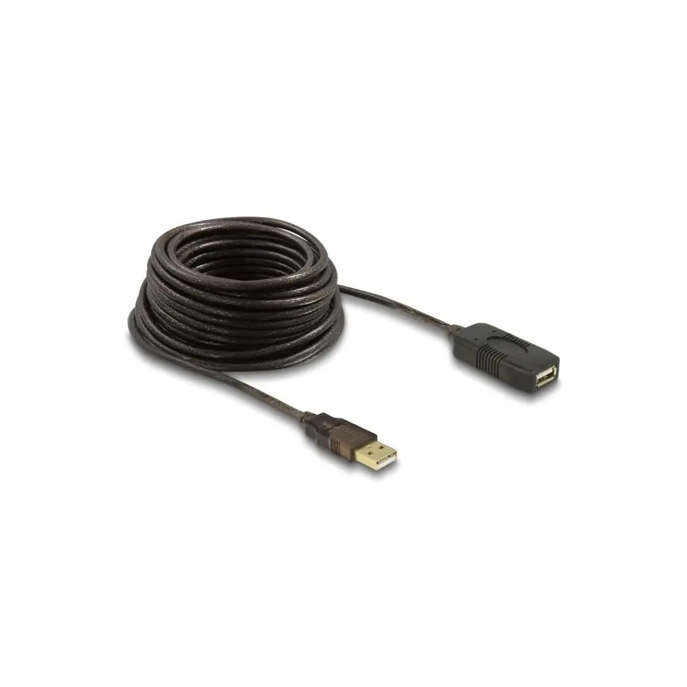 Удължителен кабел DeLock, USB-A мъжко - USB-A женско, USB 2.0, 10 м, Черен, (35936484)