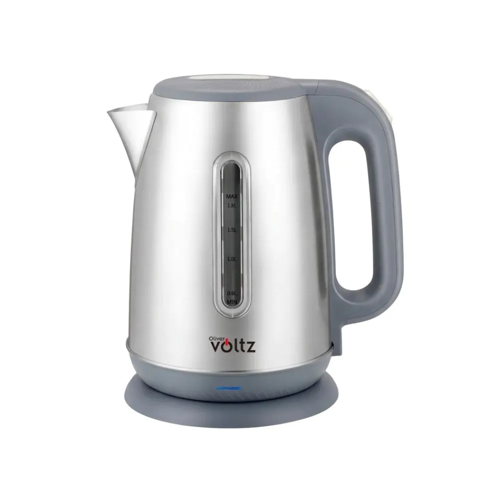 Електрическа кана Oliver Voltz OV51230AC, 2200W, 1.8 л, 360° основа, Корпус от неръждаема стомана, Сребрист, (35949762)