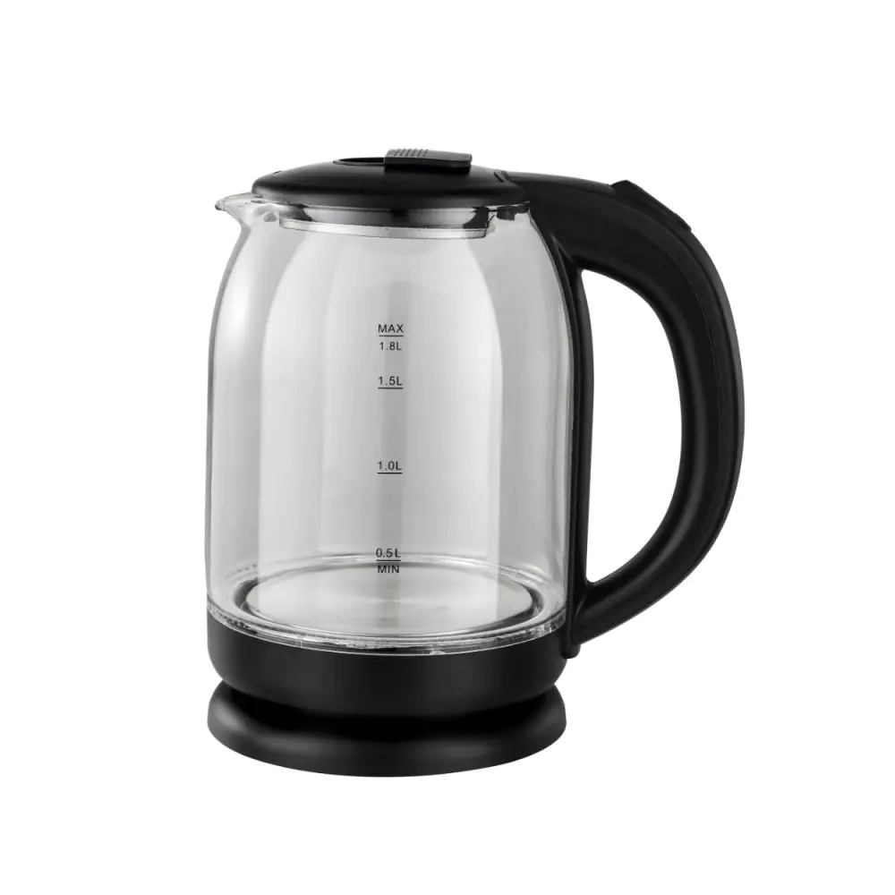 Електрическа кана Rosberg R51230K, 1800W, 1.8L, LED светлини, Стъклена, Черен, (13101)