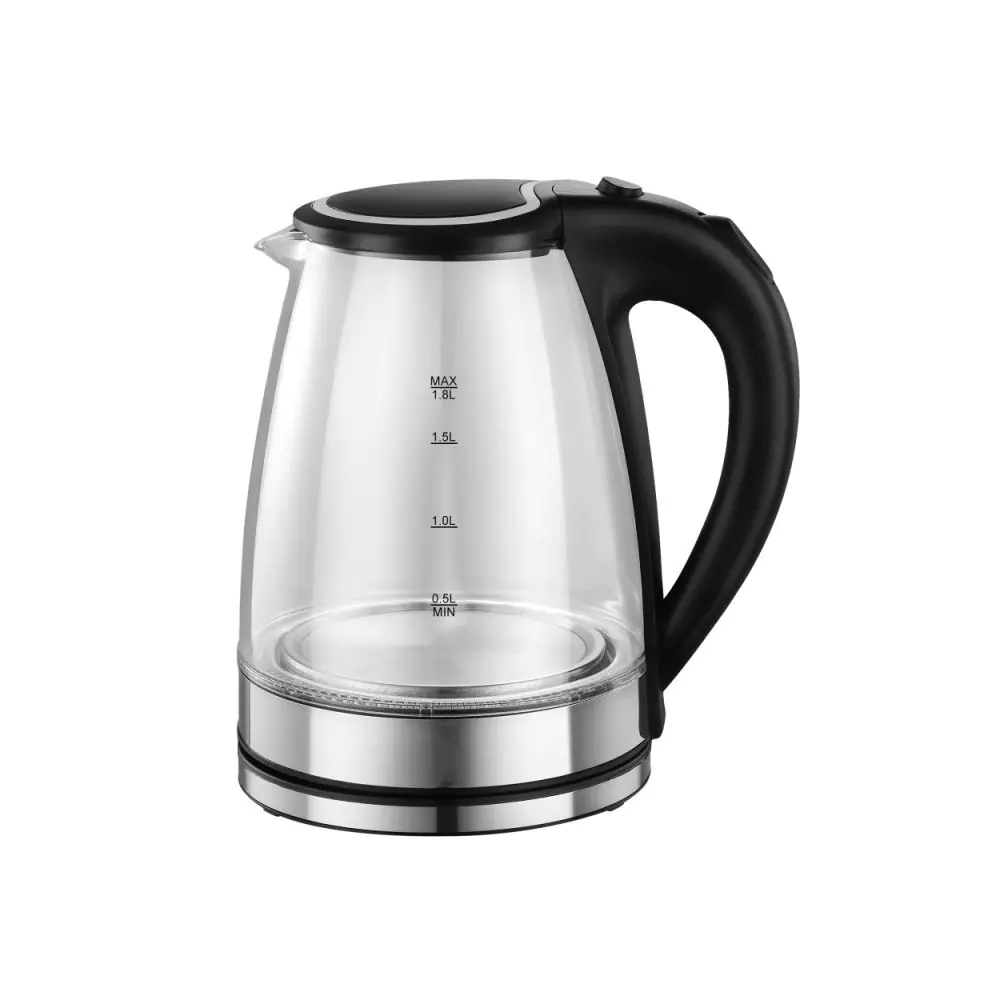 Електрическа кана Rosberg R51230L, 1800W, 1.8L, Стъклена, Черен/хром, (13102)