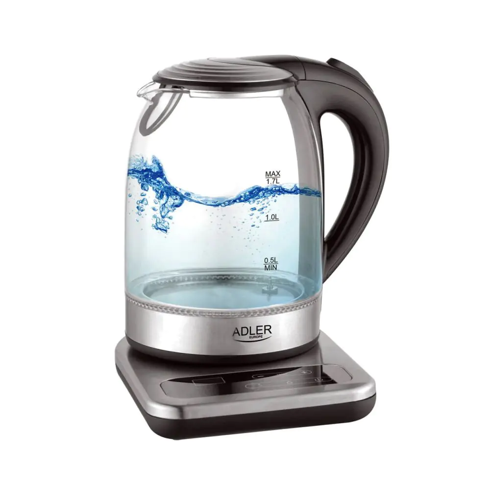 Електрическа кана с терморегулатор Adler AD 1293, 1.7 L, 2200W, Настройка 40-100C, Инокс, (9999AD1293)