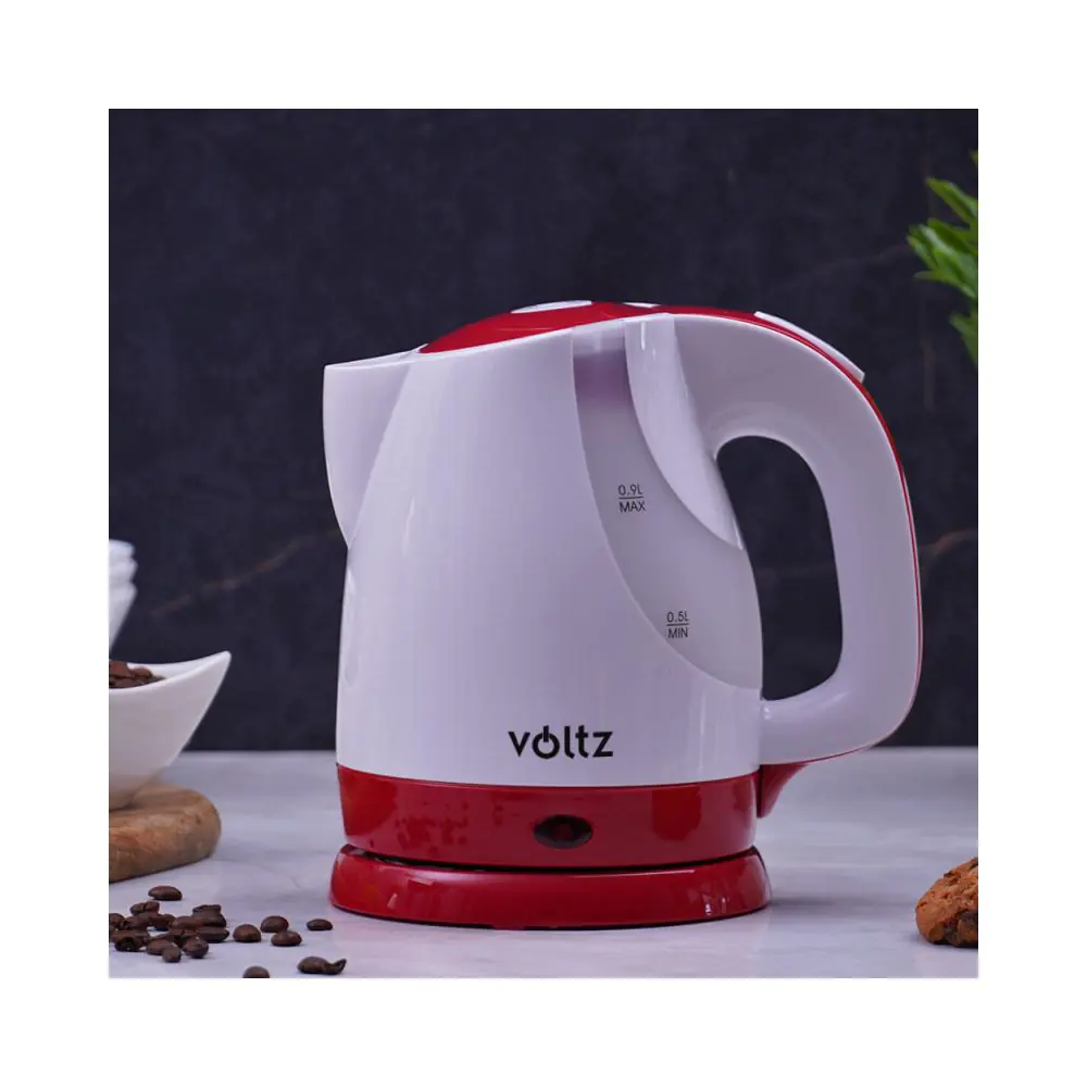 Електрическа кана Voltz V51230F, 1300W, 900 ml, Мерителна скала, Бял/червен, (55551230FR)