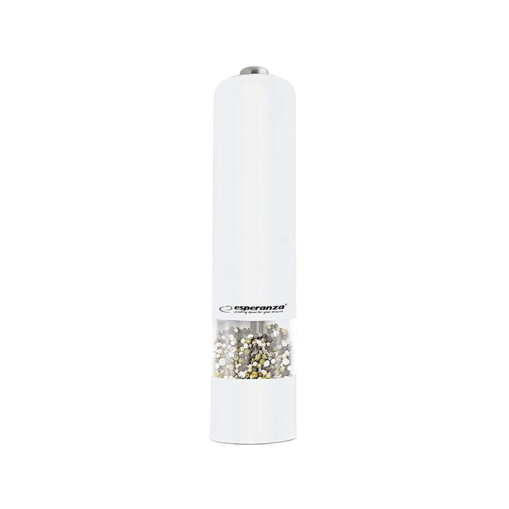 Електрическа мелничка за сол и пипер Esperanza Malabar EKP001W, LED, Работа с 1 бутон, Бял, (999EKP001W)
