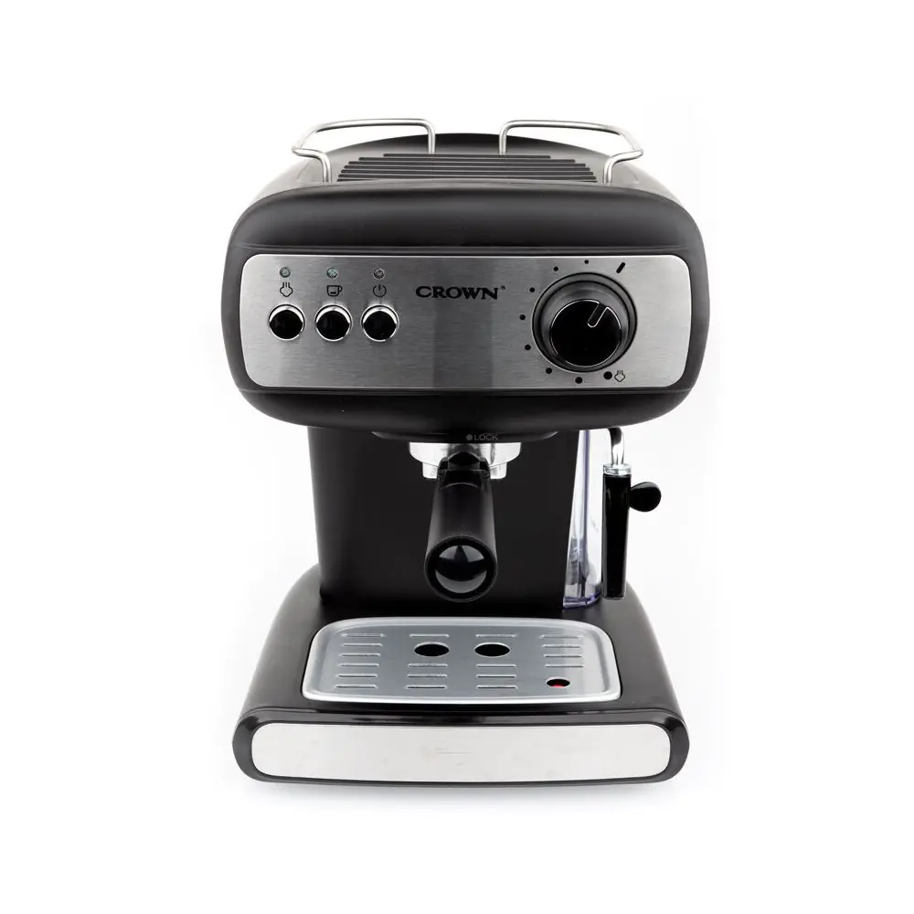 Еспресо машина Crown CEM-1525, 850W, 15 bar, 1.2 л, Подгряване на чаши, Пара, Подвижен резервоар, Крема диск, Черен, (35932181)