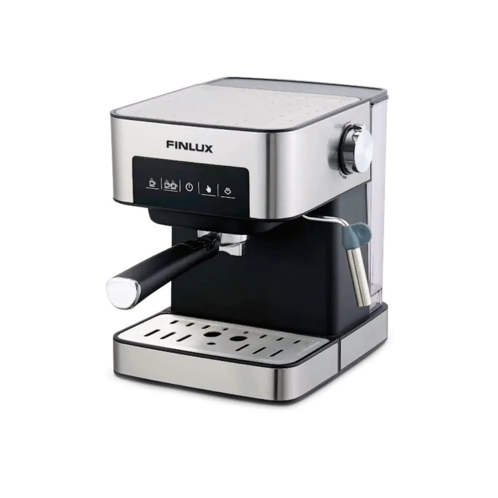 Еспресо кафемашина Finlux FEM-1794 , 850 W, 15 bar, 1.6 л, Две цедки за 1 или 2 кафета, Инокс, (10074)