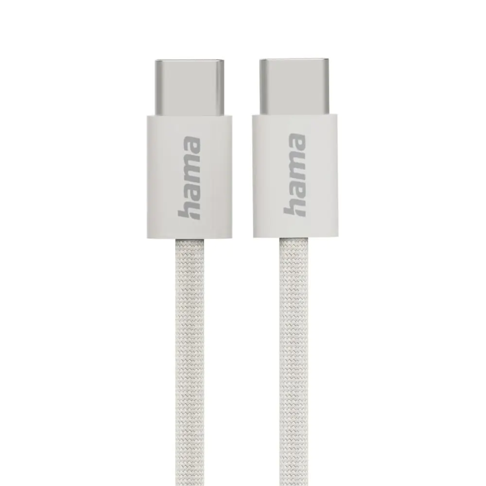 HAMA Кабел за зареждане 'Fabric', USB-C - USB-C, 1 m, Nylon, сив, (35938952)