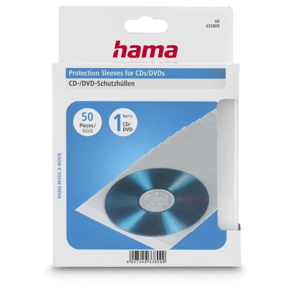 HAMA Предпазни пликове за CD/DVD, 50 бр, прозрачни, (35938588)