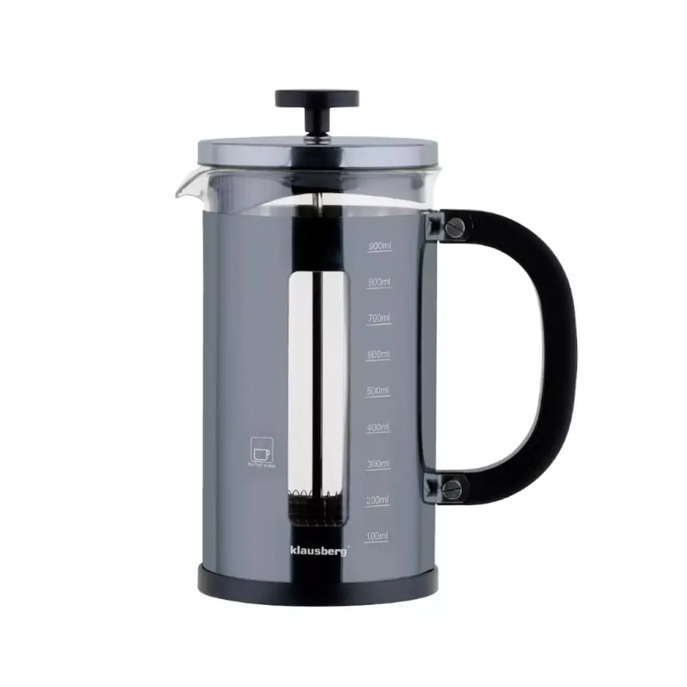 Френска преса за кафе Klausberg KB 7704, 1 l, Стъкло, Мерителна скала, Графит/сив, (35922480)