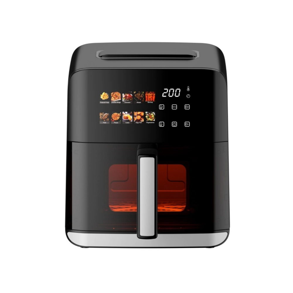 Фритюрник с горещ въздух Oliver Voltz OV51980CE, 1200W, 4 л, 80-200°C, 10 програми, Таймер, Прозорец, LED, Черен, (35946391)
