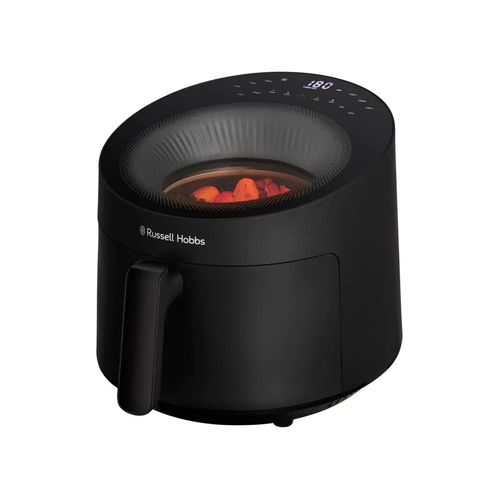 Фритюрник с горещ въздух Russell Hobbs SatisFry Panoramic 27420-56, 1500W, 5 л, 10 програми, Дигитален LED дисплей, Термостат, Таймер, Черен, (35944729)
