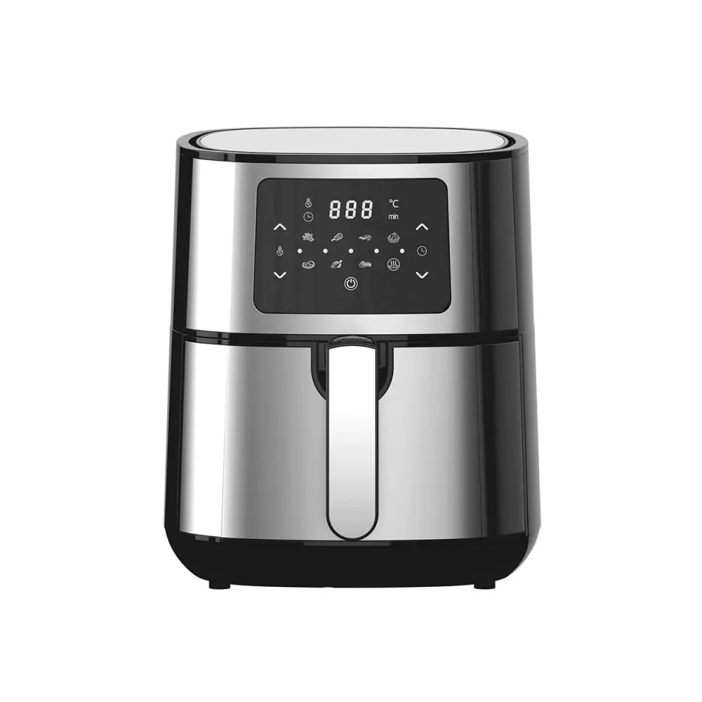 Фритюрник с горещ въздух Rosberg Premium RP51980M, 1400W, 5.5 литра, Таймер 60 мин, 8 програми, Инокс, (12791)