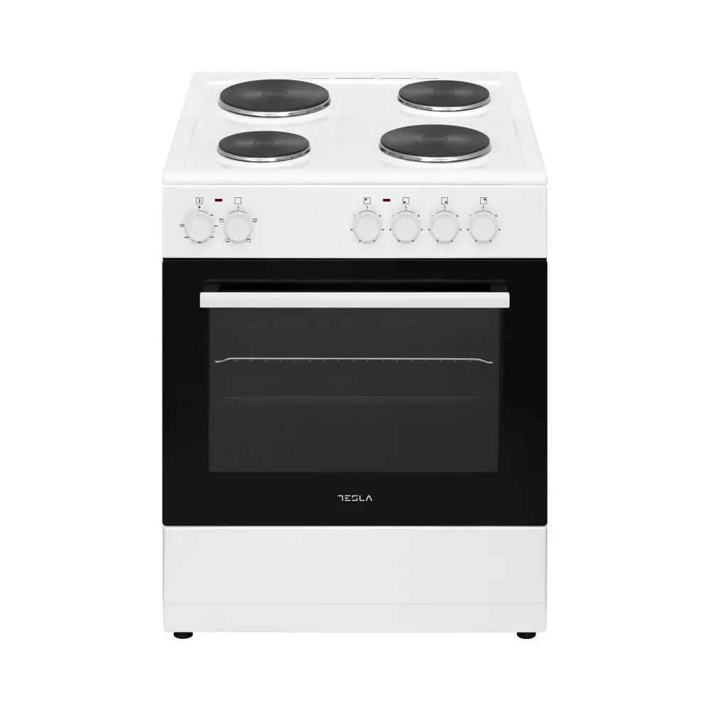 Готварска печка Tesla CS6400SW, 8.7 kW, 62 литра, Клас А, 4 котлона, 40-240 градуса, Бял, (12684)