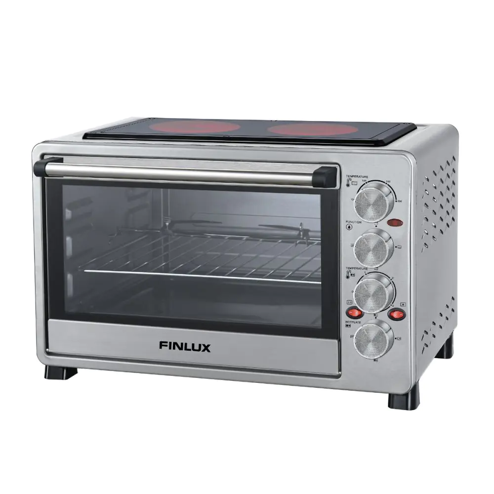 Готварска печка с керамичен плот Finlux FCO-42SRL, 42 l, Съвместна работа на котлони и фурна, Конвекция, Шиш, Инокс, (17833)