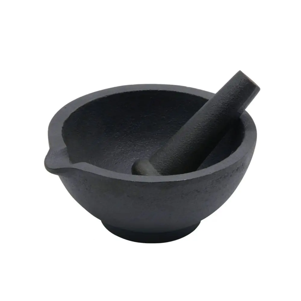 Хаванче и пестик Kinghoff KH 1197, 13x6.5 см, Изцяло чугунен, Черен, (22059)