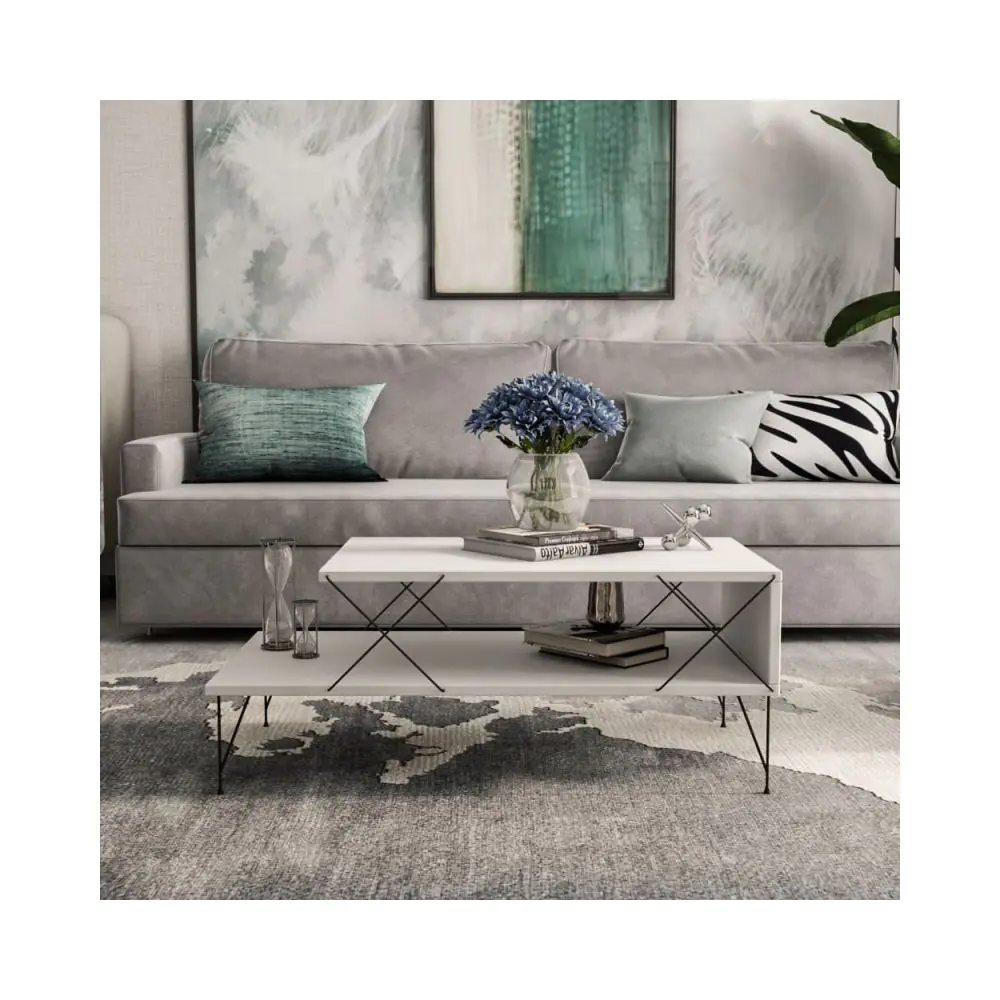 Холна маса Kalune Design 854KLN2826, 100x50x40 см, ПДЧ, Меламиново покритие, Бял, (13085)