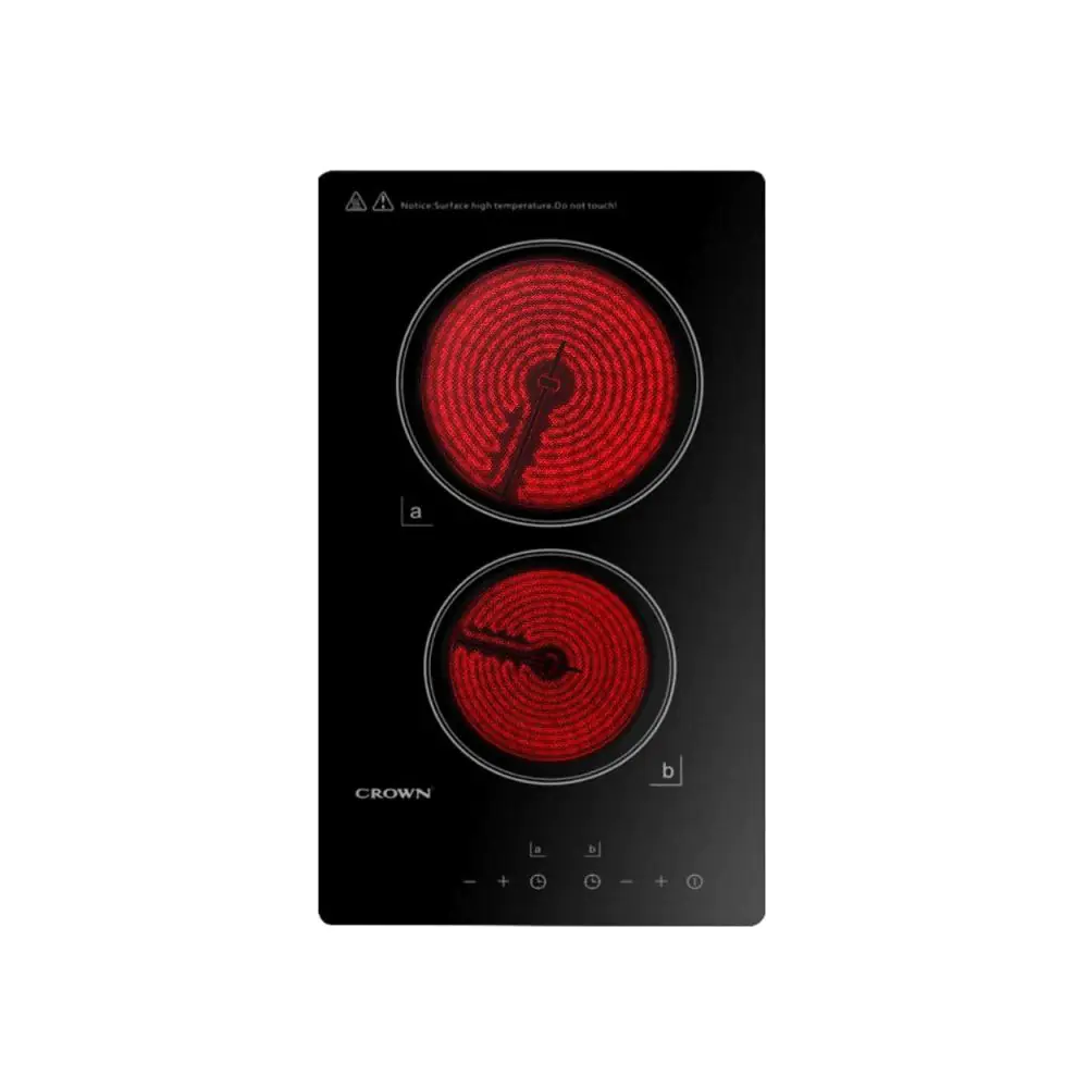 Керамичен плот за вграждане Crown VCP 32, 3000W, Двоен, Таймер 90 мин, Черен, (99999VCP32)