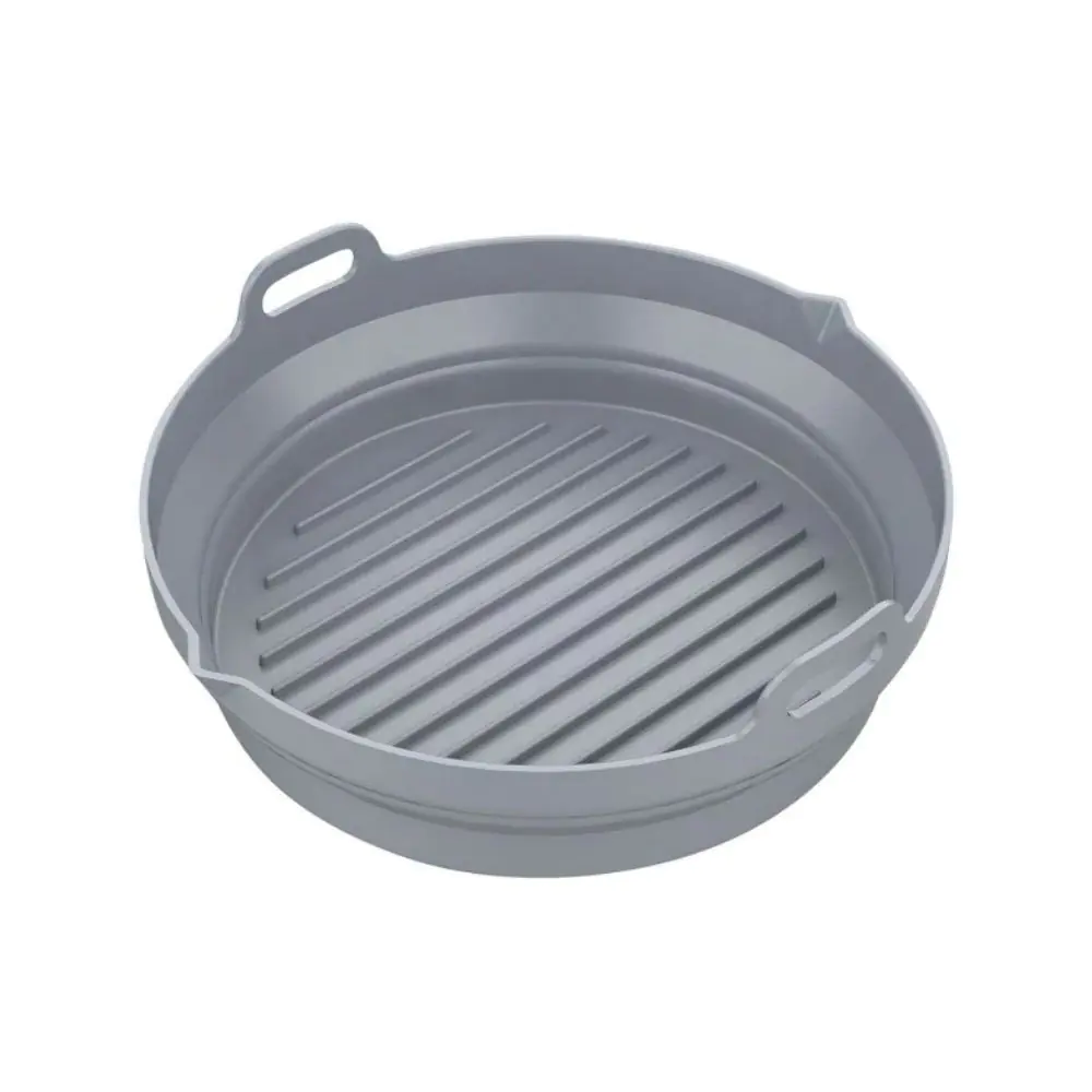 Комплект 2 бр. кръгли силиконови форми за Airfryer Klausberg KB 7789, 20х21.3 см, До 230C, Без BPA, Сив, (35922822)