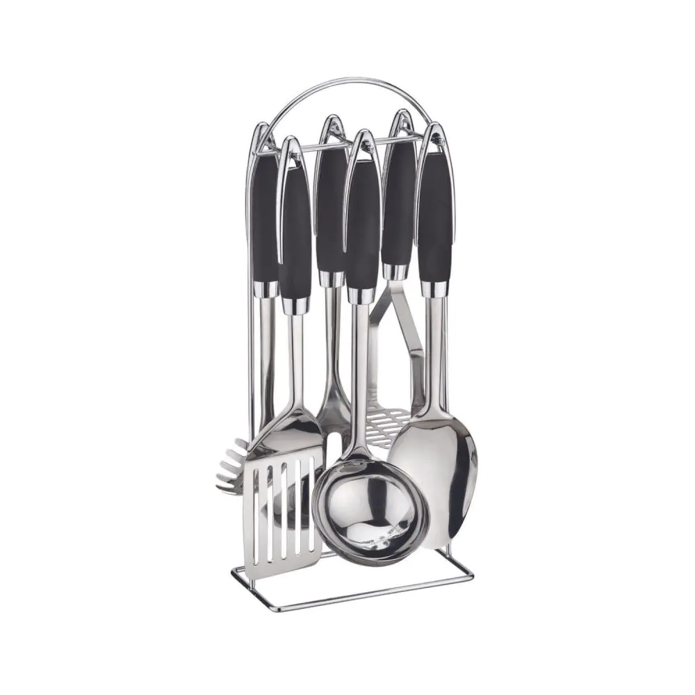 Комплект кухненски прибори Bohmann BH 7759, 7 части, Неръждаема стомана, Сребрист/черен, (13176)