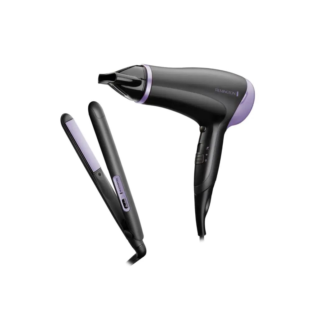 Комплект преса за коса и сешоар Remington D3016GP, Керамично покритие, Черен/Лилав, (35922537)