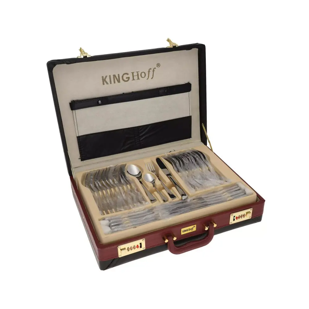 Комплект прибори за хранене Kinghoff KH 3520, 72 части, За 12 човека, Куфар, Неръждаема стомана, Сребрист, (35944517)