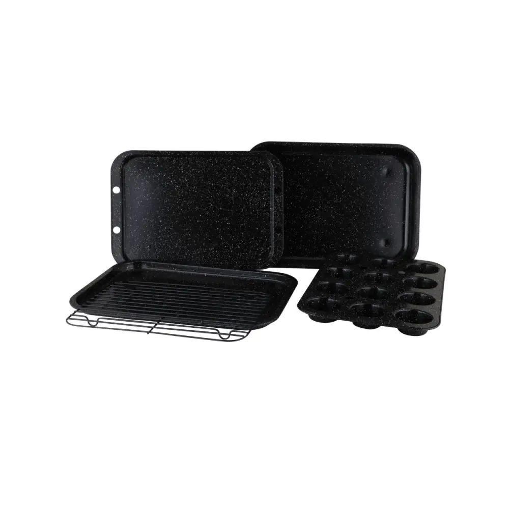 Комплект съдове за печене Royalty Line RL-5RB, 5 части, Карбонова стомана, Черен, (19090)