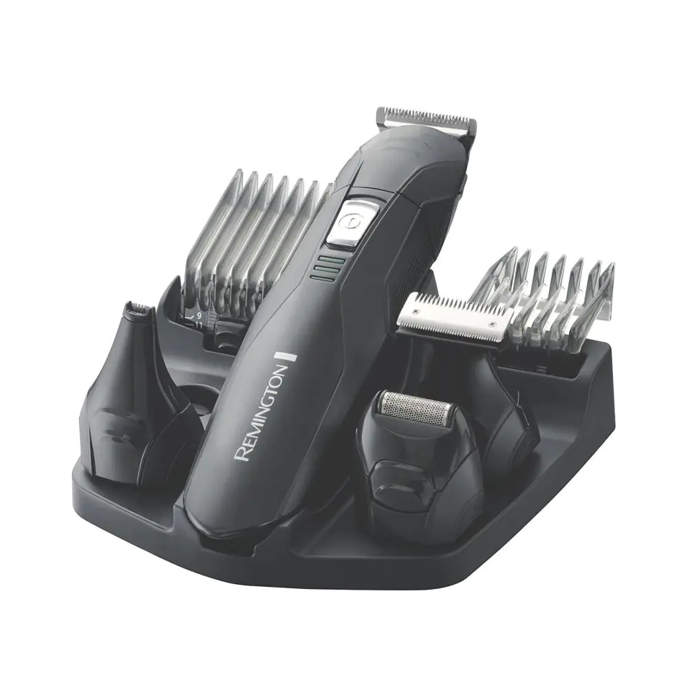 Комплект за постригване Remington PG6030, Акумулатор, 4 глави, 2 гребена, Самонаточващи се остриета, Черен, (17801)