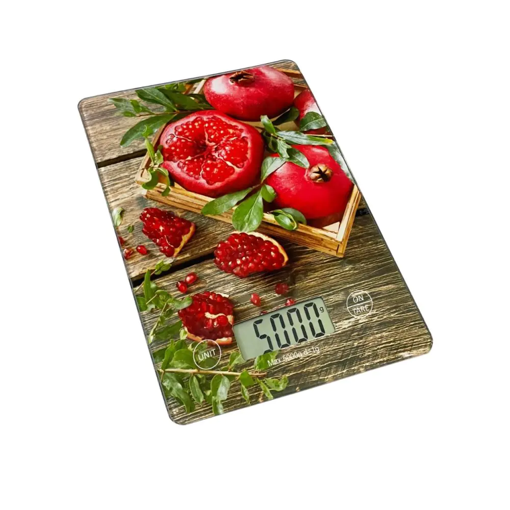 Кухненска везна Rosberg Premium RP51651KD Pomegrenate, 5 кг, ТАРА, Стъклена, Нар, Многоцветен, (12869)